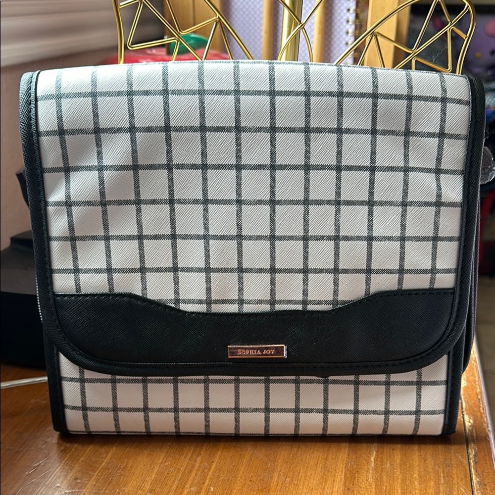 Sophia Joy Black and White Checkered Makeup Bag